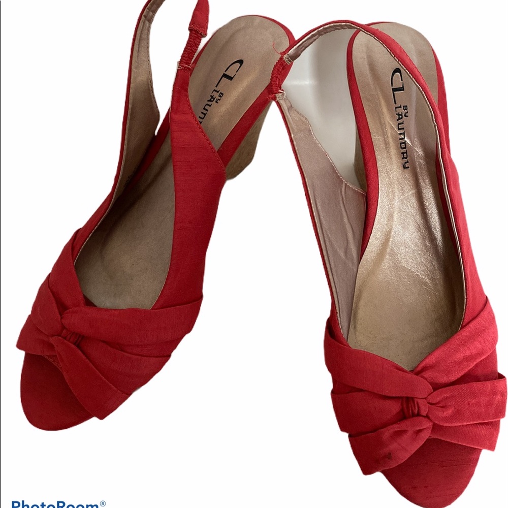CL Laundry Pinkish Red Slingback Heels Size 9M